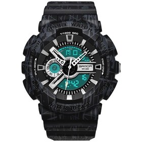 Resim Sones Skmeı 9193 Erkek Altın Ejderha Desenli Takvim Kadranlı Işıklı Kuvars Saat Gümüş Siyah 