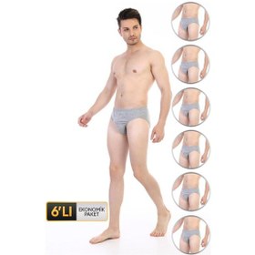 Resim Çift Kaplan Erkek Süprem Gri Melanj Slip 741 6'lı Ekonomik Paket Gri 