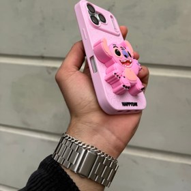Resim Stitch Pembe Kılıf Silikon Parmaklık Modelli 