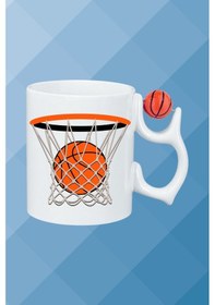Resim Basketboll Toplu Basket Sever Kupa Bardak Çay Kahve Fincanı-4 Beyaz 