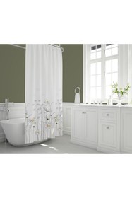 Resim Tropikhome Banyo Perdesi Papatya Çiçek Desen Duş Perde Su Geçirmez Küvet Perde 180x200 Duş Perdesi 12 C-halkalı 