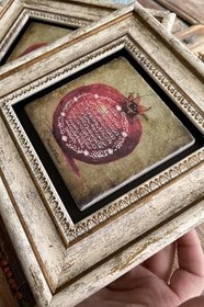 Resim Oscar Stone Decor Çerçeveli Taş Duvar Dekoru Tablo 20X20Cm 2'Li Set Nar Bereket Duası 2Cdd-1104-2 