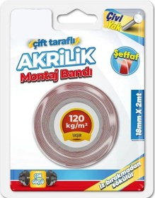 Resim Çift Taraflı Akrilik Bant 120 Kg 18mmx2m 