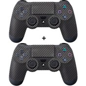 Resim PS 4 Siyah Carbon Fiber DualShock Kol Kaplama 2 Adet Çınar Extreme Çınar Extreme