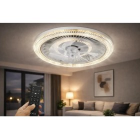 Resim Cata CT-3012 Kristal 8 Pervaneli 6 Kademe Hız Ayarlı Sessiz LED Tavan Vantilatörü 