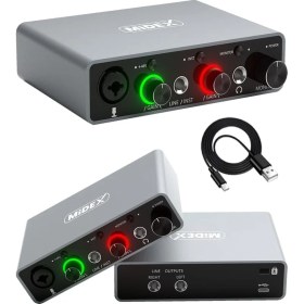 Resim GLX-700GR Üst Segment USB Stüdyo Ses Kartı 2 Giriş 2 Çıkış 24BIT/192KHZ 