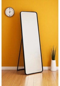 Resim Raven Oval Kesim Modern Metal Ayaklı Boy Aynası 170 X 60 Siyah 