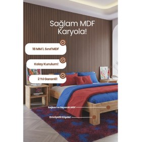 Resim Renazzo Mobilya Letto Mdf Modern Karyola - 1. Sınıf 18 mm Mdf Tasarım Masif Görünümlü Sağlam Karyola 