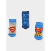 Resim Superman Lisanslı Erkek Bebek 3 Çift Havlu Soket Çorap 20520 