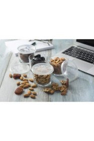 Resim Cam Saklama Kabı 4'lü Kahvaltılık 220CC Beyaz Set 