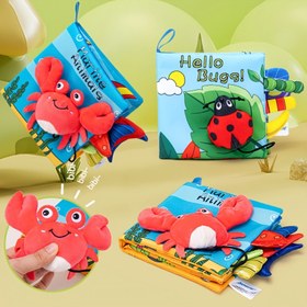 Resim Noel Hediyesi Seçimi: 0-3 Yaş Bebekler İçin Hayvan Temalı Stereoskopik Kumaş Kitap - Yengeç, Uğur Böceği ve Balık Tasarımlı Etkileşimli Dokunma & Duyuş Oyuncak, Dayanıklı Kumaş, Yeni Doğanlar ve Küçük Çocuklar için Duyusal Öğrenme Oyuncağı, Canlı İllüstrasyonlar, Güvenli Duyusal Malzeme 