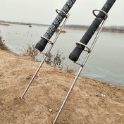 Resim 1 Adet Yuvarlak Sabit Balıkçılık Çubuğu Tutucu, Sahil ve Deniz Kullanımı İçin Basit Ayakta Duran, Çift Halkalı Yer Tıkaçlı Montaj, Plaj ve İskele Balıkçılığına Uygun 