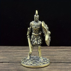 Resim 1 Adet Vintage Bronz Spartalı Savaşçıs Heykeli, Çeşitli Oda Türleri iki Dekor Model - Elektrik Gereksinimi Yok 