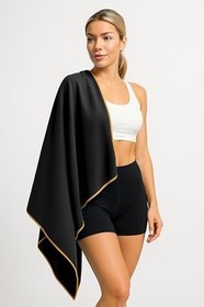 Resim Unisex Mikrofiber Plaj Havlusu 80x130 cm Yumuşak Dokulu Deniz Banyo Sporcu Havlusu Large Boy (Siyah) 