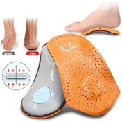 Resim Erkekler ve kadınlar için yarım boyutlu kemer destekli tabanlık, her iki cinsiyet için kaymaz kalın pedli kemer destekli iç taban 