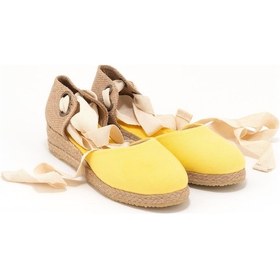 Resim Star Tombis Gerçek Elişi Hasır Jüt Bileğe Bağlı Ipli Günlük Kadın Espadril Handmade Sarı 