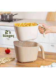 Resim Porsima G-575 2 Parça Çok Amaçlı Plastik Süzgeç Bej Beyaz 