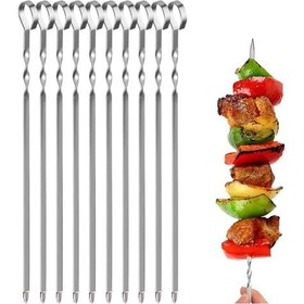 Resim Yaozixa 41 Cm Paslanmaz Çelik Izgara Çubukları 10 Adet - Ev, Kamp, Parti İçin Dayanıklı, Yemekleri Sabit Tutan Izgara Aleti 