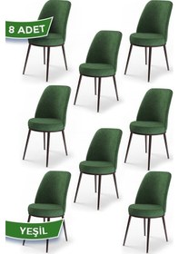 Resim Canisa Dexa Serisi, Üst Kalite Mutfak Sandalyesi, Metal Kahverengi Iskeletli, 8 Adet Yeşil Sandalye Metal, Yeşil 