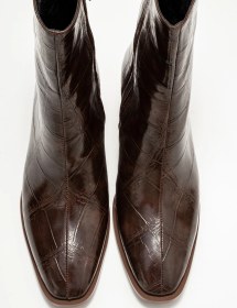 Resim Luvi Shoes Chara Kahverengi Baskı Kadın Kalın Topuklu Bot kahverengi 