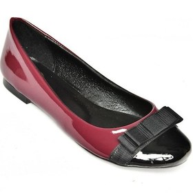 Resim Fox Shoes S726019508 Bordo/siyah Rugan Kadın Babet Bordo - Siyah 