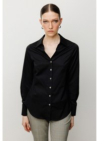 Resim Ekol Kadın Düğmeli Poplin Gömlek 3006 Siyah Siyah 
