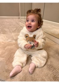 Resim Bt Ticaret Kışlık Welsoft Peluş Cepli Kapüşonlu Lüx Bebek Takımı - Bej 