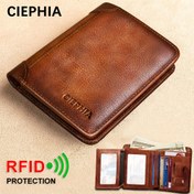 Resim 1 adet CIEPHIA Vintage Erkek RFID Engelleme Suni Deri Cüzdan - Ultra-İnce Çok Fonksiyonlu Kimlik ve Kredi Kartı Tutucu, Kabartmalı Logo, İdeal Sevgililer Günü Hediyesi, Kahverengi, RFID Engelleme Cüzdanı | Vintage Tarz | Suni Deri Cüzdan, Suni Deri Cüzdan 