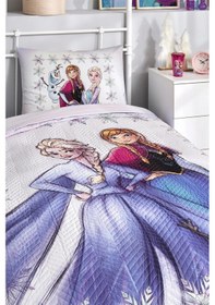 Resim Özdilek Frozen Frosted Tek Kişilik Disney Lisanslı Lastikli Çarşaf Kapitone Çocuk Nevresim Takımı 