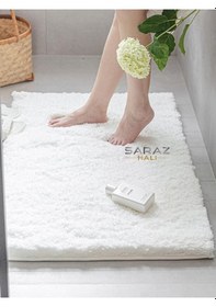 Resim Su Emici Banyo Ayak Halısı Havlusu Pofuduk Kaymaz Yıkanabilir Tüylenmez 40 X 60 Beyaz 