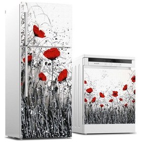 Resim Buzdolabı Ve Bulaşık Makinası Beyaz Eşya Sticker Kaplama Laleler 