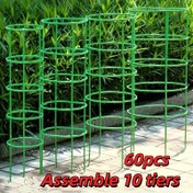 Resim 60 adet Ayarlanabilir 10 Katlı Plastik Bahçe Bitkisi Destek Halkaları - Yığınlanabilir Yeşil Çiçek Izgara, Çiçeklere ve Saksı Bitkilerine Uygun, Kolay Kurulum, Alan Tasarrufu Sağlayan Çim ve Bahçe Dizaynı 