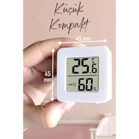 Resim Mini Sıcaklık Nem Ölçer LCD Ekranlı Oda Termometre Duvara Takılabilen Masaüstü Isı Göstergesi 
