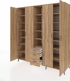 Resim Kronos Dolap 17 Raflı 3 Çekmeceli 4 Kapaklı 220x59x243 Çam-çam/çam Atlas Çam/atlas Çam 