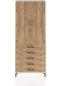 Resim Arges Dolap 2 Raflı 5 Çekmeceli Tek Askılı 88x30x221 Aytaşı-çam Aytaşı 