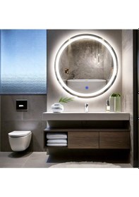 Resim Aura Beyaz Led'li Kumlamalı Lavabo & Banyo Aynası Dokunmatik Sensörlü 70 X 70 