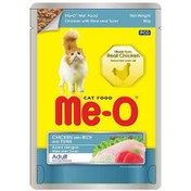 Resim Me-O Pouch Tavuk ve Ton Balıklı Soslu ve Parça Etli Yaş Kedi Maması 80 Gr 