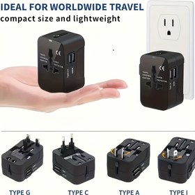 Resim Ev, seyahat ve ofis kullanımı için ideal olan, aile ve arkadaşlar için mükemmel bir hediye: US/EU/UK fişli evrensel şarj adaptörü - telefon ve tabletler için dünya çapında uyumlu tasarım 