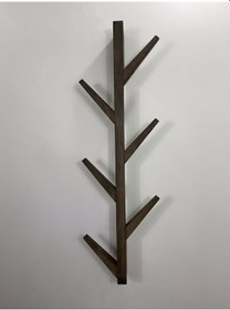 Resim O&Awood Doğal Ahşap Vestiyer, Dekoratif 8 Askılı Portmanto, Ceviz 