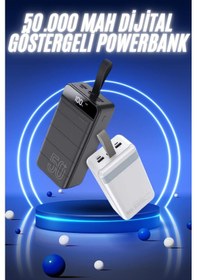 Resim 50.000 Mah Powerbank Turbo Hızlı Led Göstergeli Android Apple Uyumlu iOS Taşınabilir Askılı Çoklu 