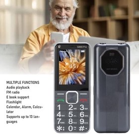 Resim VBESTLIFE 2G Big Key Cep Telefonu, Yaşlılar Için Kilitsiz Çift SIM GSM Telefon, 2,4 İnç Ekran, Bluetooth, FM Radyo, El Feneri, 6800mAh Pil (GREY) 