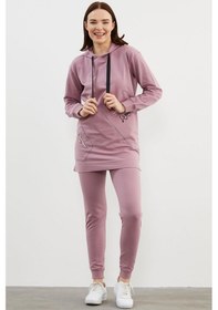 Resim Oversize Kapüşonlu Eşofman Takım - Lila 001 