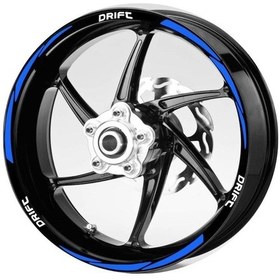 Resim Beyaz Drift Yazılı 3 Parçalı Reflektif Mavi Jant Şeridi 