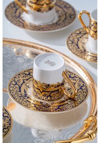Resim Acar Cecily 24k Altın Detaylı 6 Kişilik Porselen Kahve Fincan Takımı - 90 Ml Renkli 