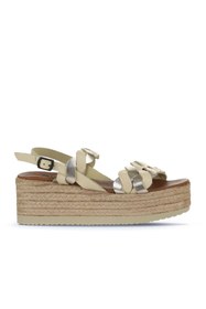 Resim Bueno Shoes Sarı Parlak Deri Kadın Dolgu Topuklu Sandalet 01wu6119 