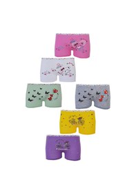 Resim Hepsine Rakip 6lı Kız Çocuk Boxer Rengarenk Likralı Pamuklu İç Çamaşırı Külot Karışık 