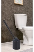 Resim naque Silikon Wc Tuvalet Banyo Fırçası Klozet Fırçası Oval Siyah 