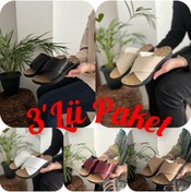 Resim Behtah Kundura 3'lü Rahat Kadın Ev Ve Dışarı Terliği Çeyiz Misafir Yazlık Günlük Terlik 