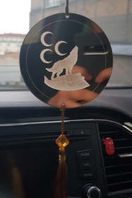 Resim Ste Desing Pleksi Çift Taraflı Araba Süsü Bozkurt Hilal Desenli Dikiz Aynası Süsü Ayna Pleksi 