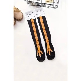 Resim Kral Socks Kadın Dizüstü Çorap (1 Çift) Günlük Düz Çizgili Pamuklu Diz Üstü Siyah 